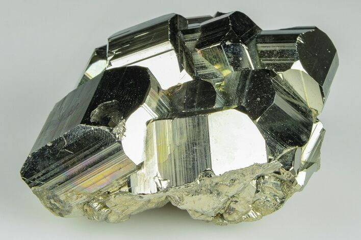 Gleaming, Striated Pyrite Crystal Cluster - Peru #195708